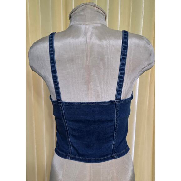 Forever 21 Denim Button-Front Bustier Cami Size Small - Picture 2 of 5